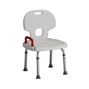 BATH BENCH W/BACK & RED SAFETY HAND 2CS